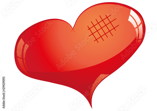 Foto Glitter red  cutted heart, vector illustration