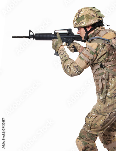 Modern soldier with rifle