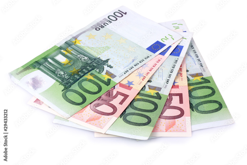 One Hundred and Fifty Euro Banknotes Isolated with Clipping Path One Hundred and Fifty Euro Banknotes Isolated with Clipping Path