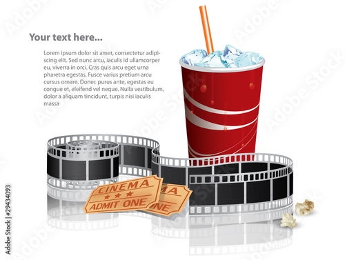 Soda, filmstrip and tickets