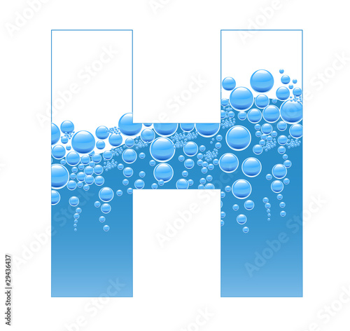Bubbles and Water Isolated Alphabet Letter H