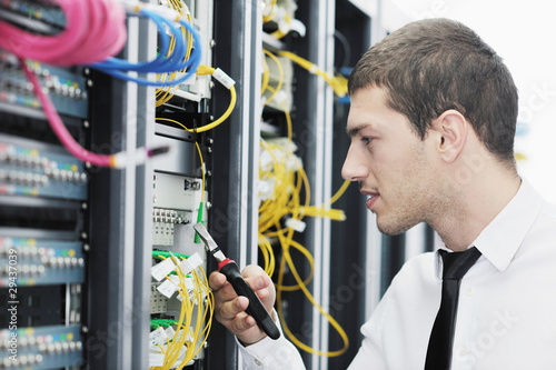 young it engeneer in datacenter server room