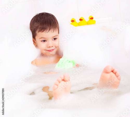 boy taking a bath