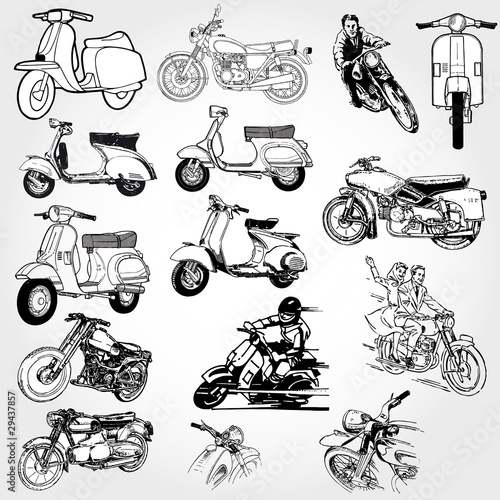 motorcycle set - vector