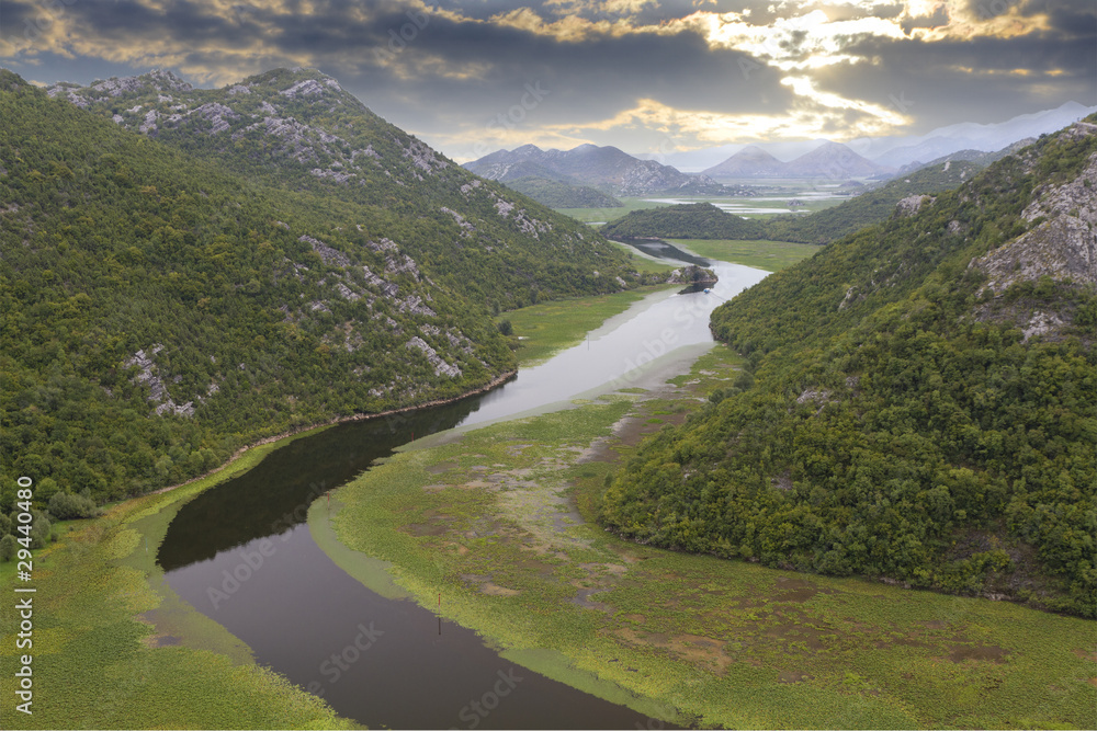 lake skadar with boat in Montenegro