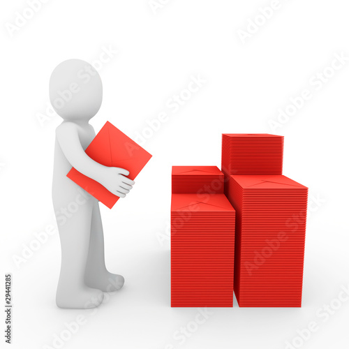3d human letter mailbox red