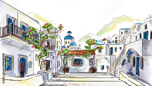 Drawing to the greek town