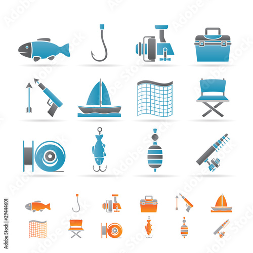 Fishing and holiday icons - vector icon set