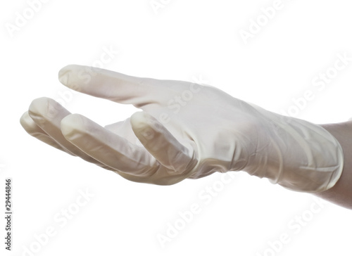 hand with surgical glove isolated