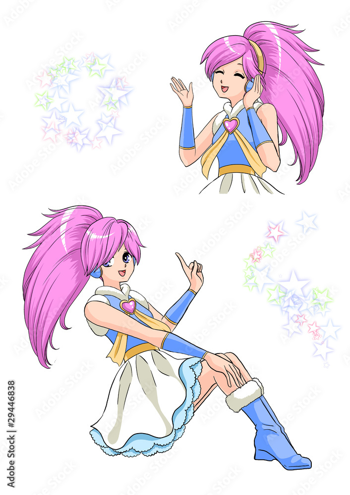 日本のアニメ Anime Manga 魔法少女 イラストポーズバリエーション Stock Photo Adobe Stock