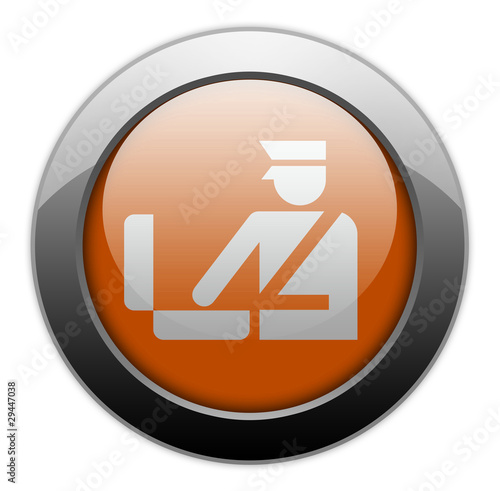 Orange Metallic Orb Button "Customs Symbol"