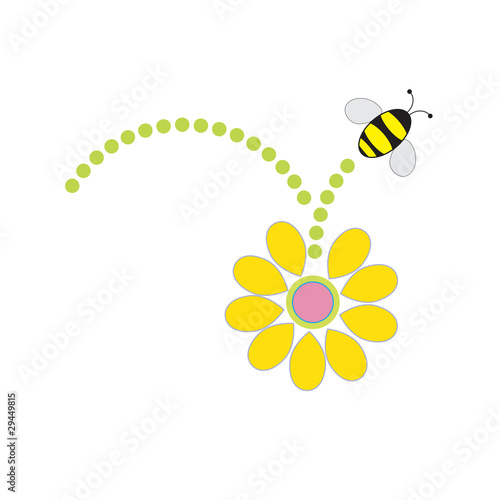 Logo bee fly on flower # Vector