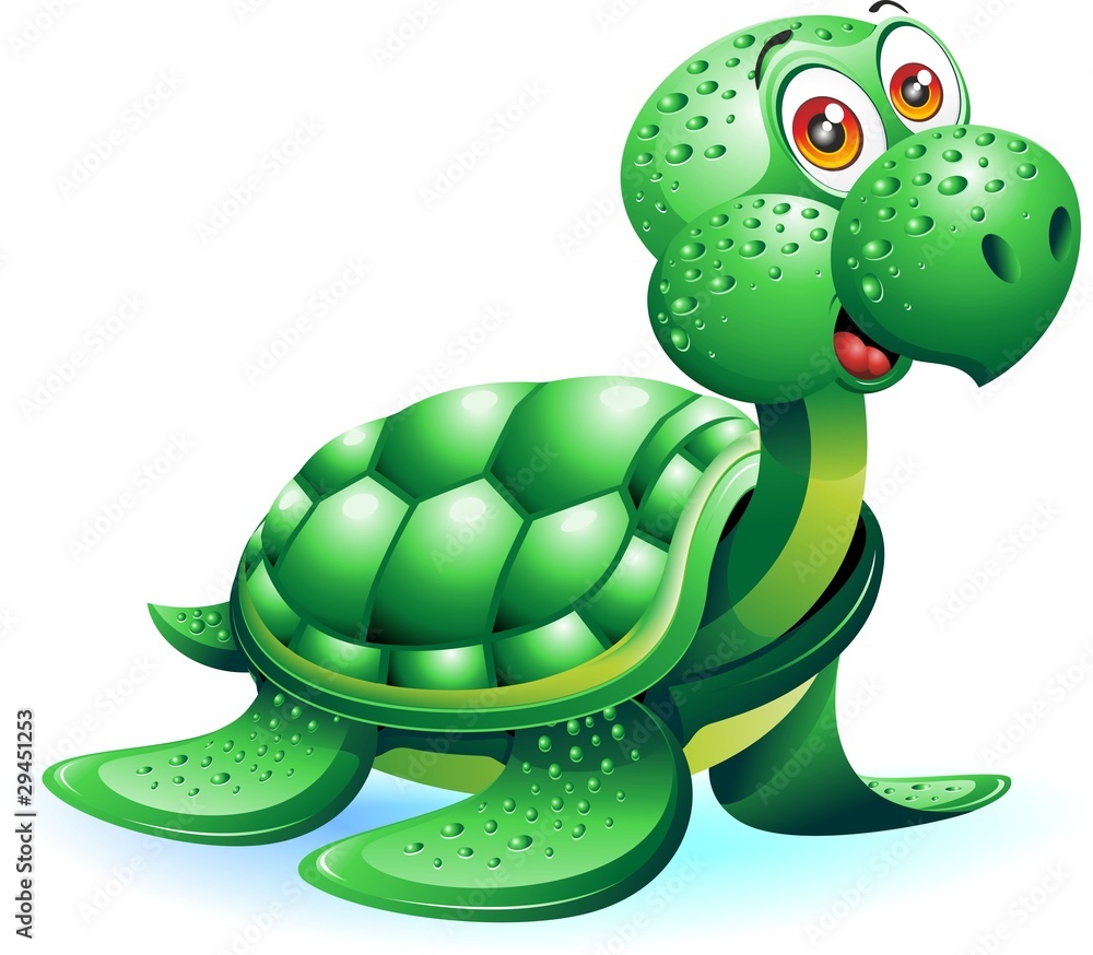 Fototapeta premium Tartaruga Marina Cartoon-Sea Turtle Cartoon-Vector