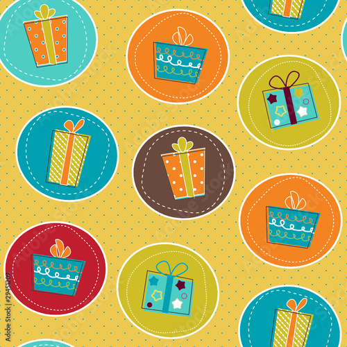 Seamless pattern with gift boxes, paper wrap