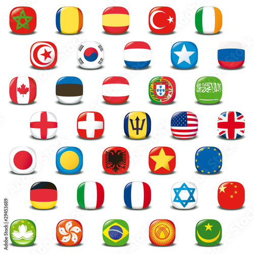 Set of world flags. Vector button © alvaroc