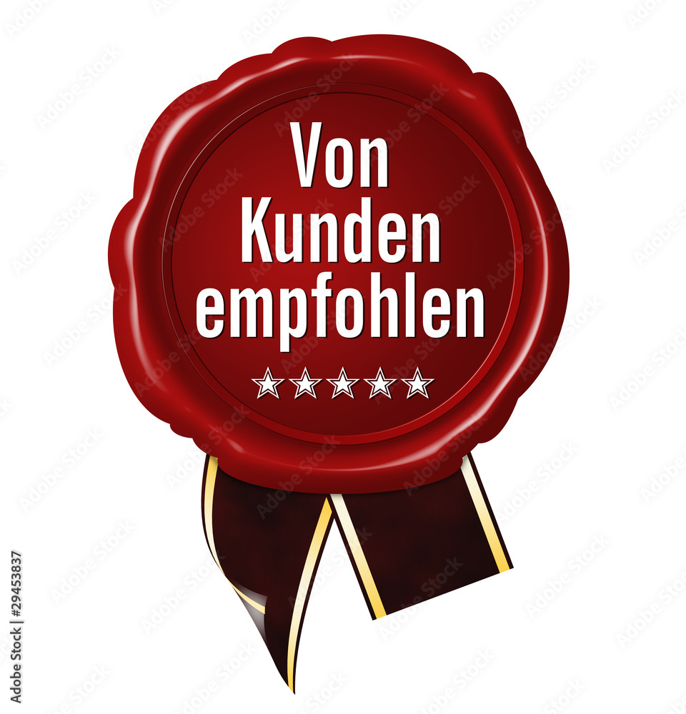 button siegel mit schleife von kunden empfohlen button siegel mit schleife von kunden empfohlen