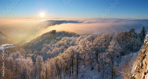 Winter sunset over the clouds - Panoramic view © TTstudio