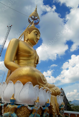 Giant Buddha statue at Tiger Cave temple in Krabi  Thailand