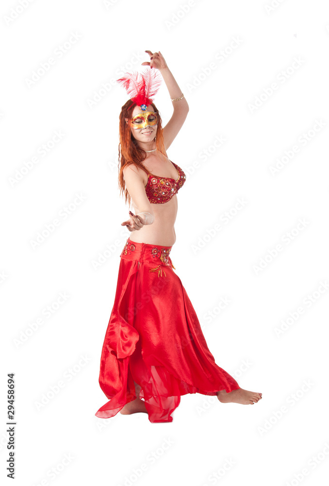 Young beautiful Belly Dancer isolated on white