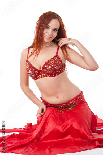 Young beautiful Belly Dancer isolated on white