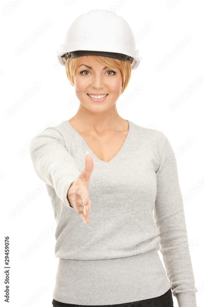 contractor in helmet ready for handshake contractor in helmet ready for handshake