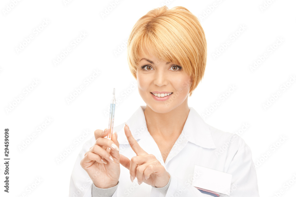 attractive female doctor with thermometer attractive female doctor with thermometer