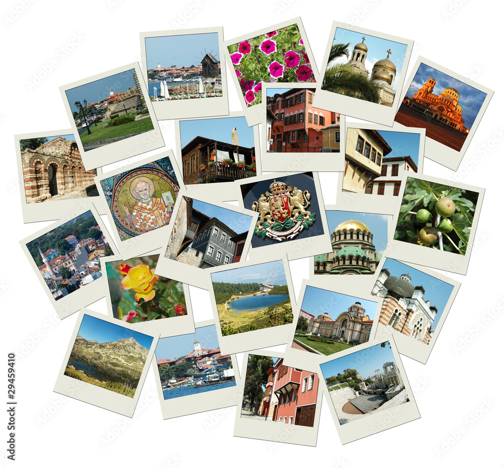 Go Bulgaria - background with travel photos of famous landmarks