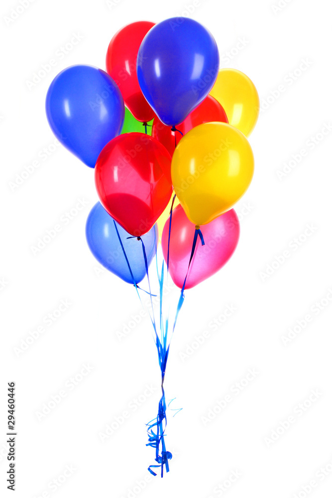 Flying balloons isolated on white Flying balloons isolated on white