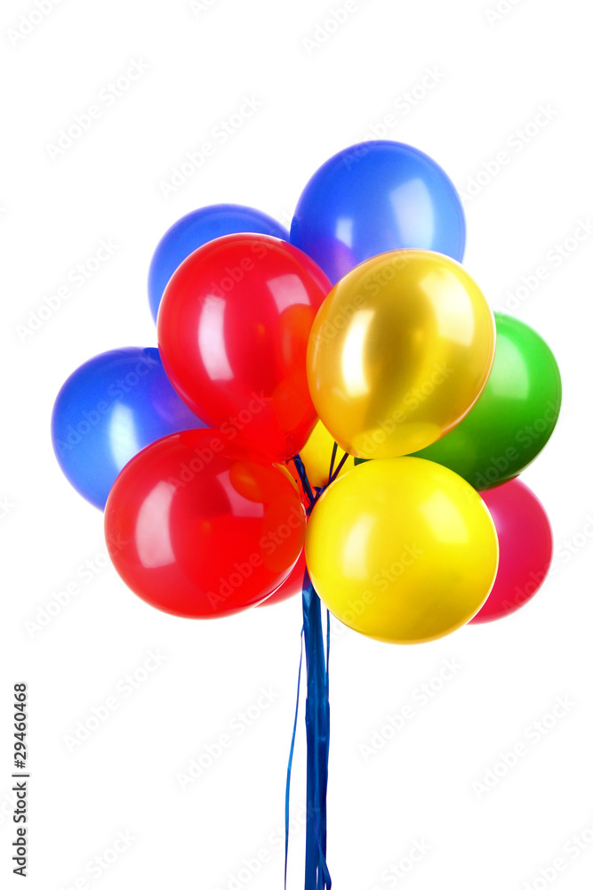 Flying balloons isolated on white Flying balloons isolated on white
