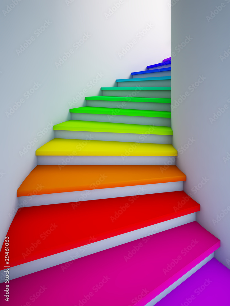 Spiral colorful stair to the future. - obrazy, fototapety, plakaty 