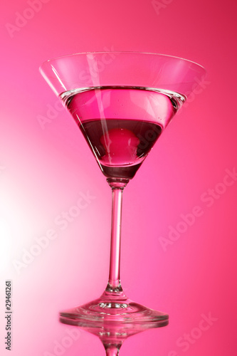 Martini glass on red background