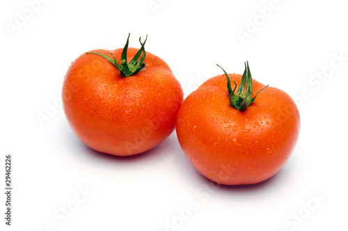 Two tomato with waterdrops