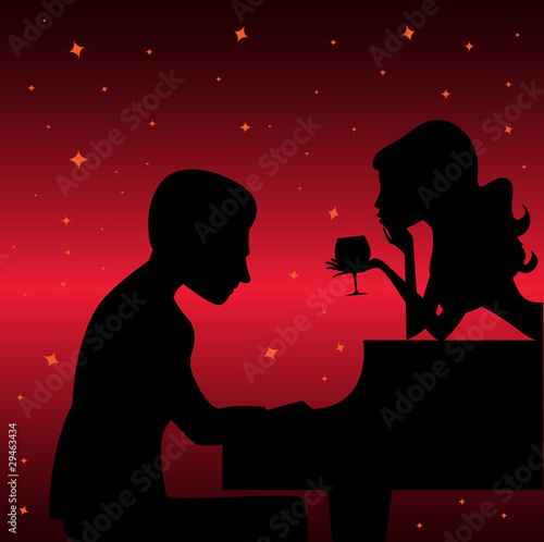 piano player with woman
