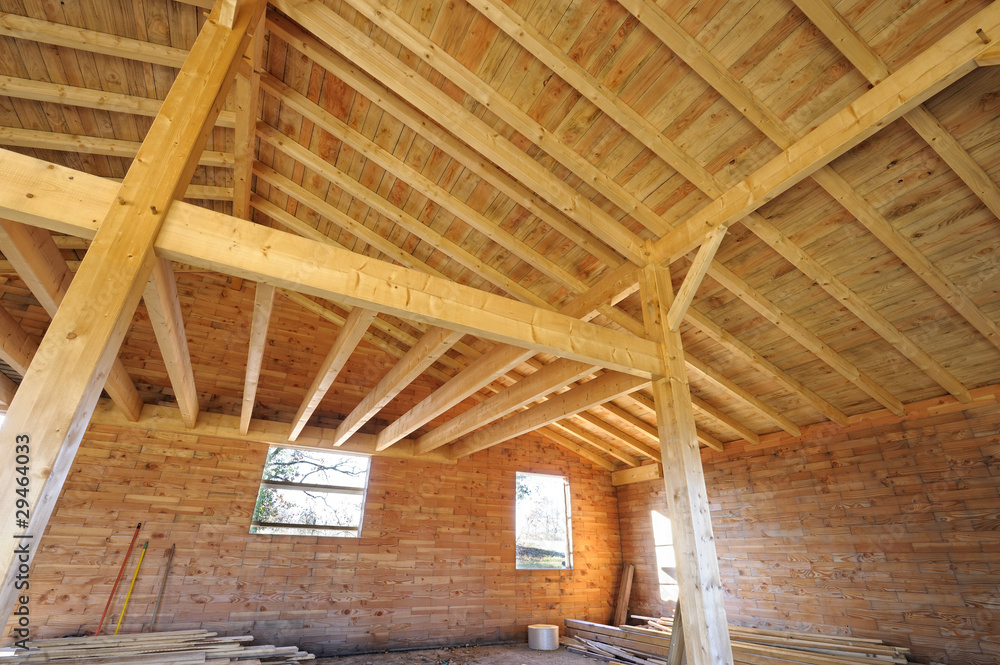 détail intérieur d'un chalet bois en construction détail intérieur d'un chalet bois en construction