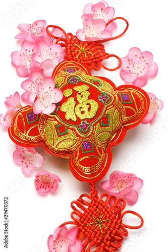 Chinese new year ornament and cherry blossom