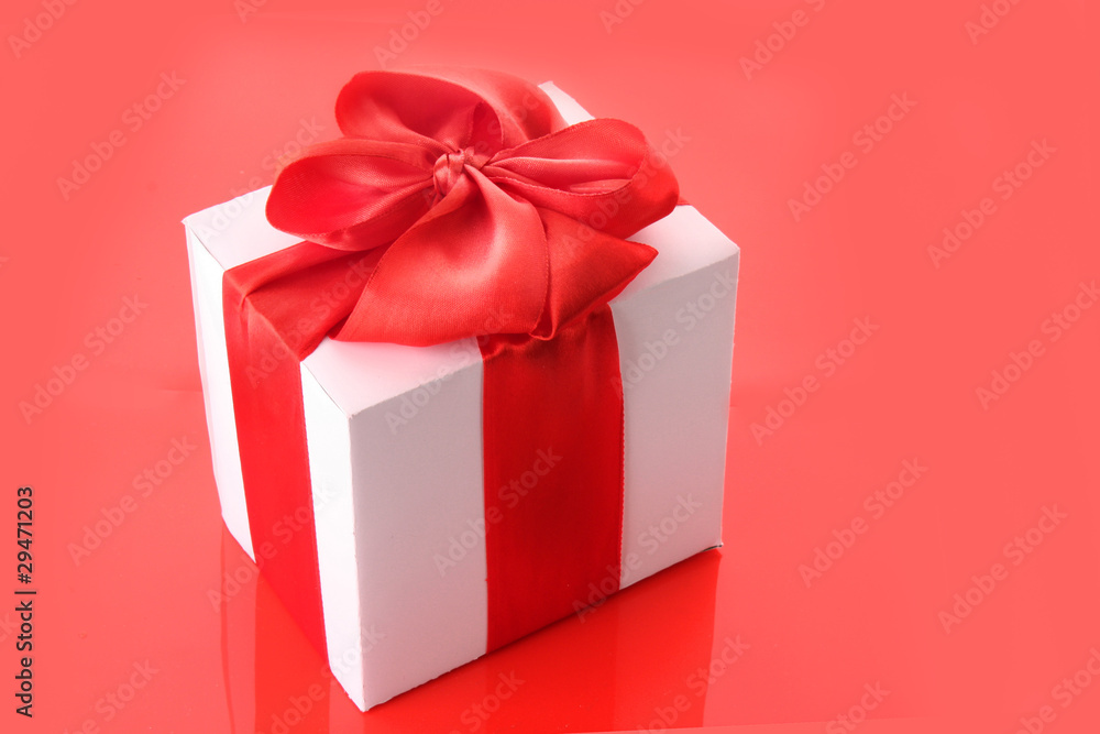 gift box close up on red background gift box close up on red background