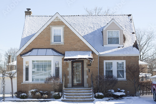 House on the suburbs in the winter scenery
