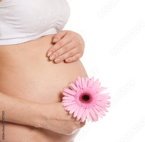 the pregnant woman with flower