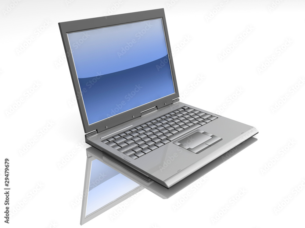 professional Laptop isolated on white with reflection professional Laptop isolated on white with reflection