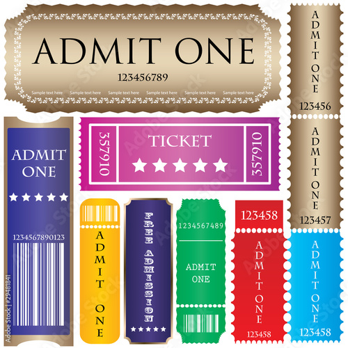 set of ticket admit one vector