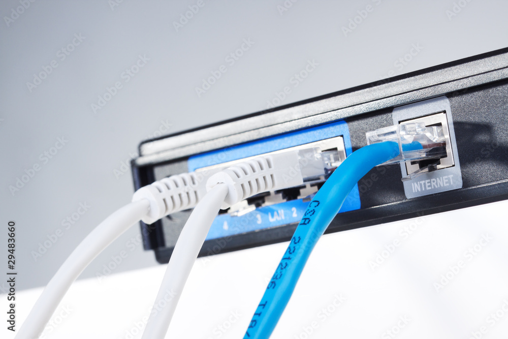 Network router and patch cables Network router and patch cables