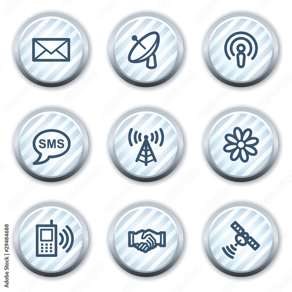 Communication web icons, stripped light blue circle buttons Communication web icons, stripped light blue circle buttons