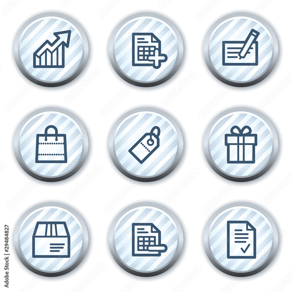 Shopping web icons set 1, stripped light blue circle buttons Shopping web icons set 1, stripped light blue circle buttons