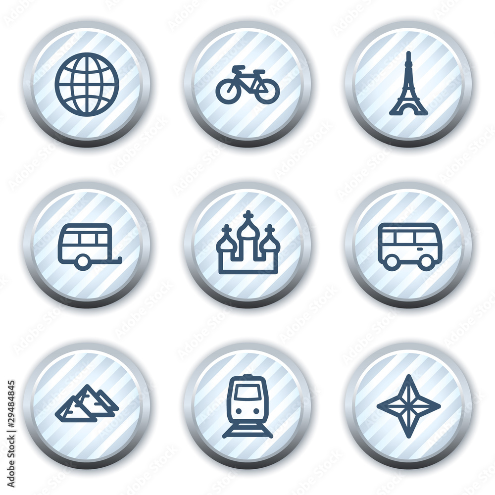 Travel web icons set 2, stripped light blue circle buttons Travel web icons set 2, stripped light blue circle buttons