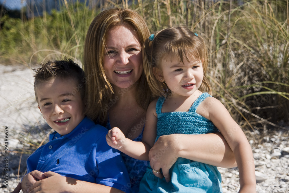 Fototapeta premium mom and us at the beach