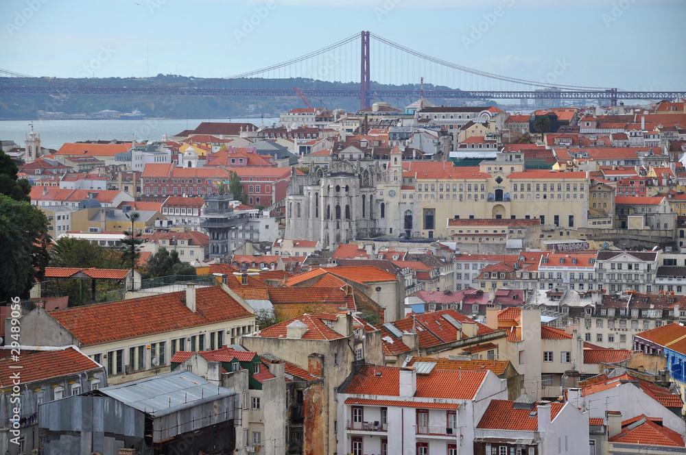 Panorama sur Lisbonne et le Tage depuis l'Alfama