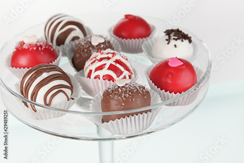 Beautiful Chocolate Truffles In Glass Dish