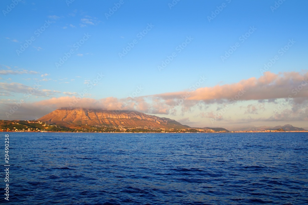 Naklejka premium montgo mountain in blue Mediterranean dea Denia