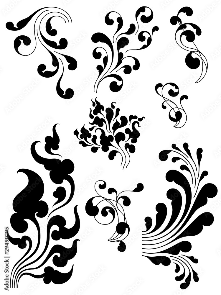 set of floral elements, vector illustration set of floral elements, vector illustration