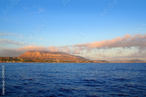 montgo mountain in blue Mediterranean dea Denia